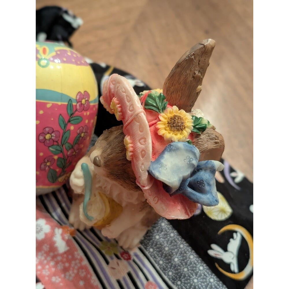 Spring Bunny Decor Bundle: Handcrafted Style Resin Rabbit, Traditional Paper... - Picture 3 of 10